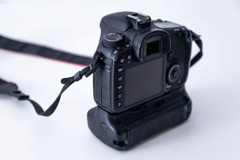 DSLR camera with battery grip attached